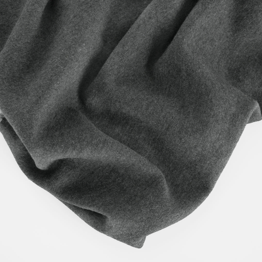 100% Organic Cotton Sweatshirt Fleece - Heather Charcoal - Image 3