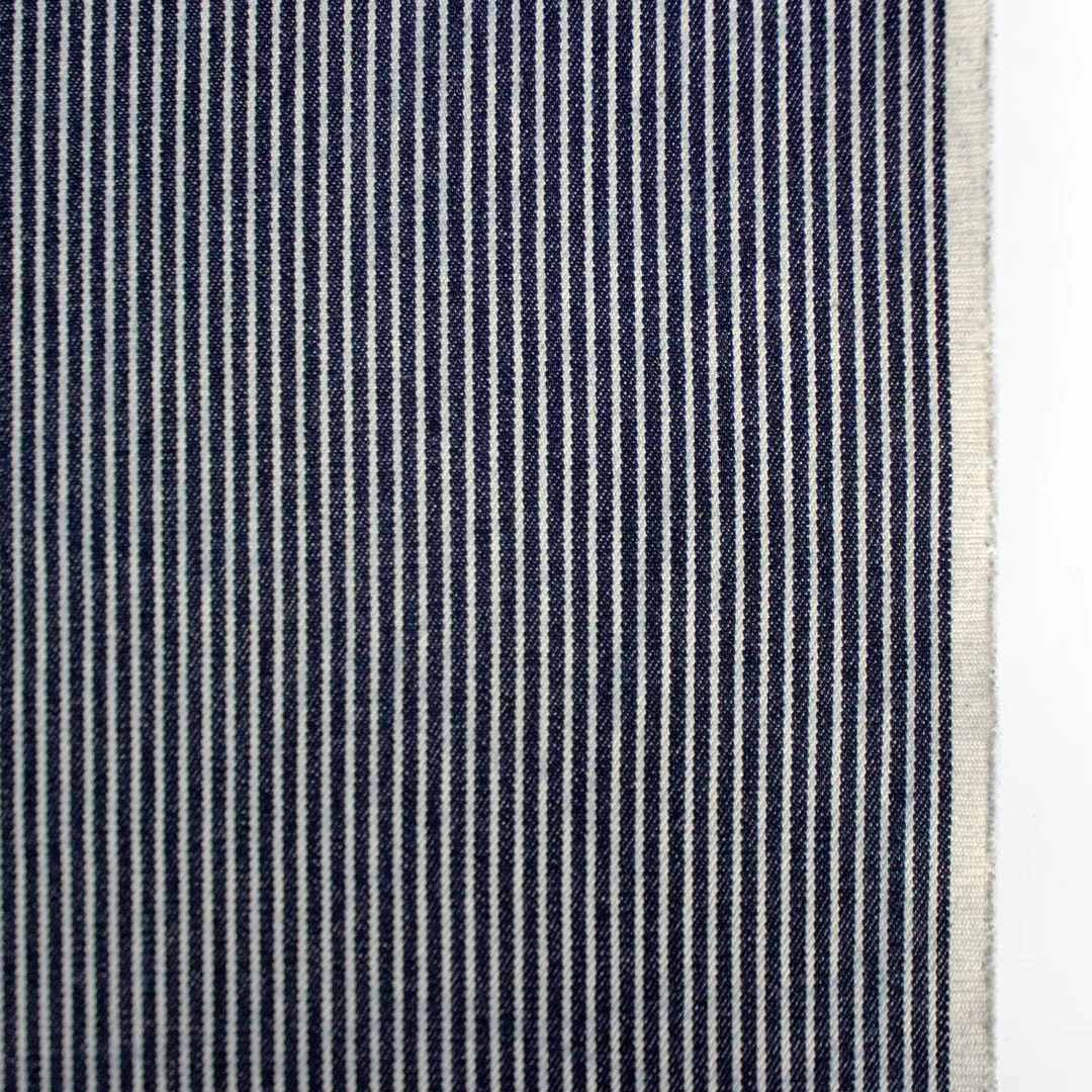 10oz Railroad Striped Denim - Dark Indigo/White - Image 2