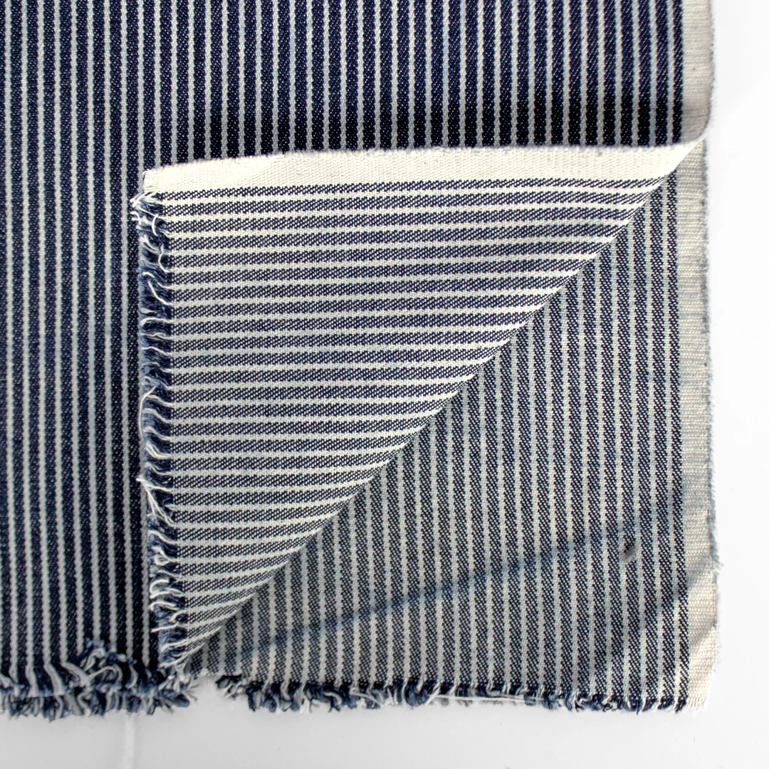10oz Railroad Striped Denim - Dark Indigo/White - Image 3