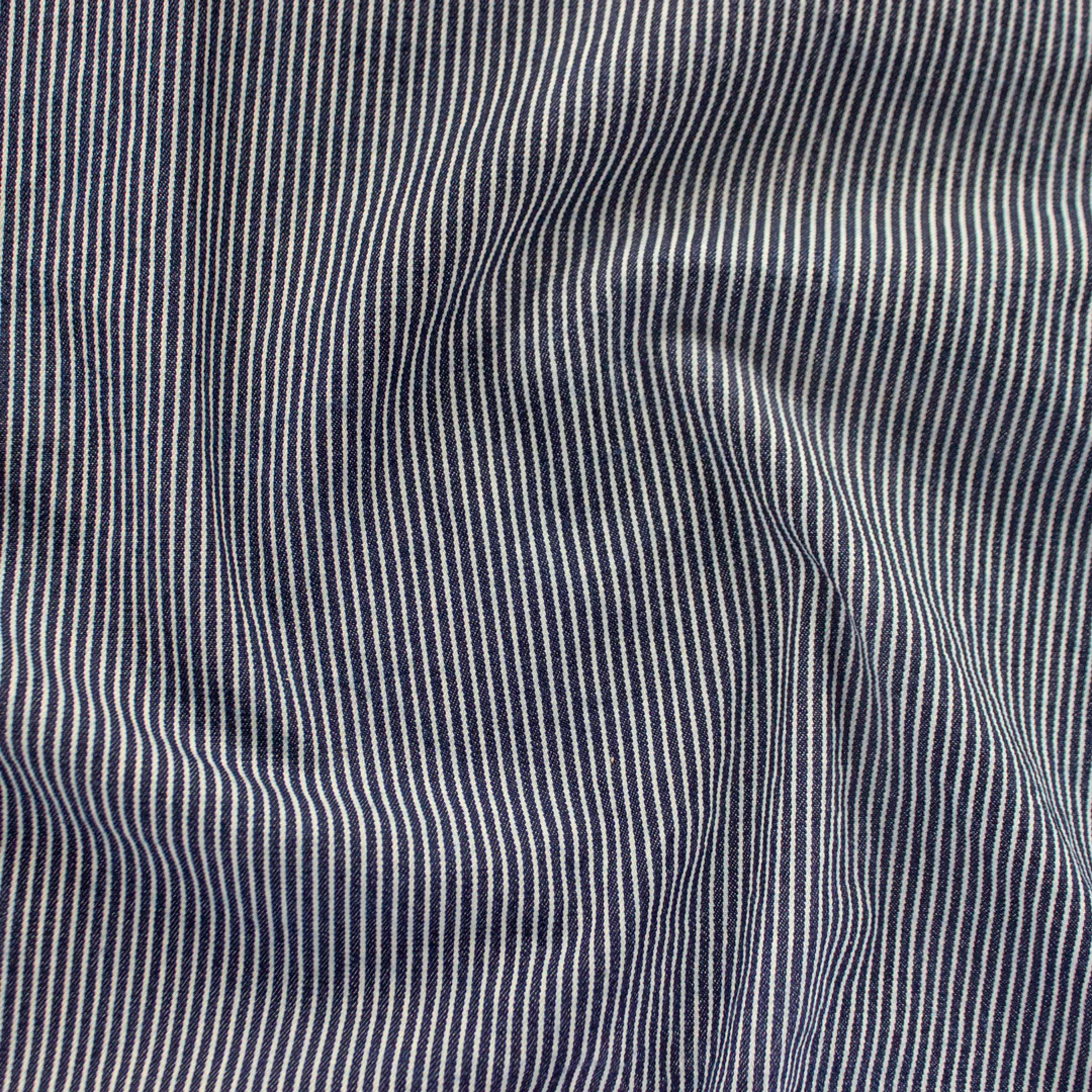 10oz Railroad Striped Denim - Dark Indigo/White - Image 4