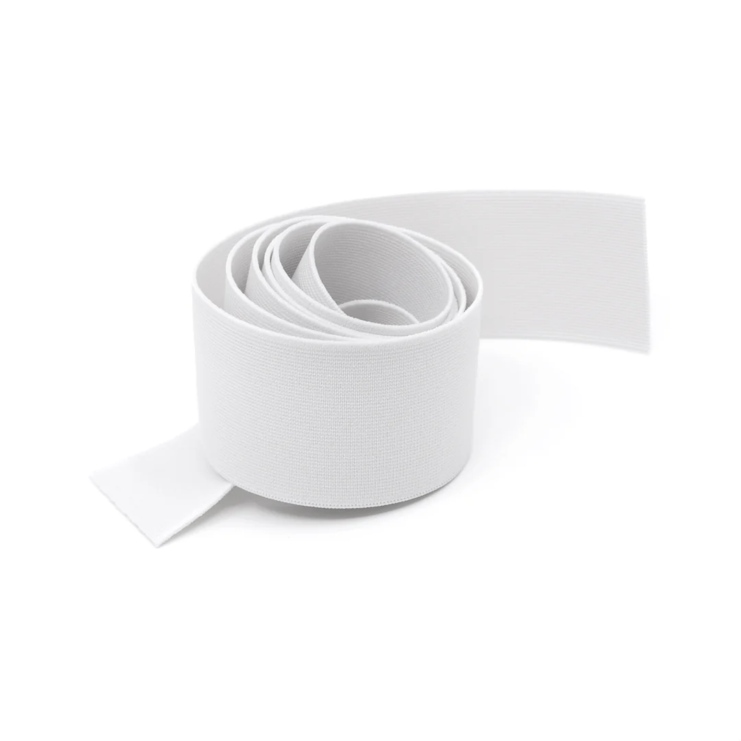 2" (50mm) Woven Elastic - White - 1 meter