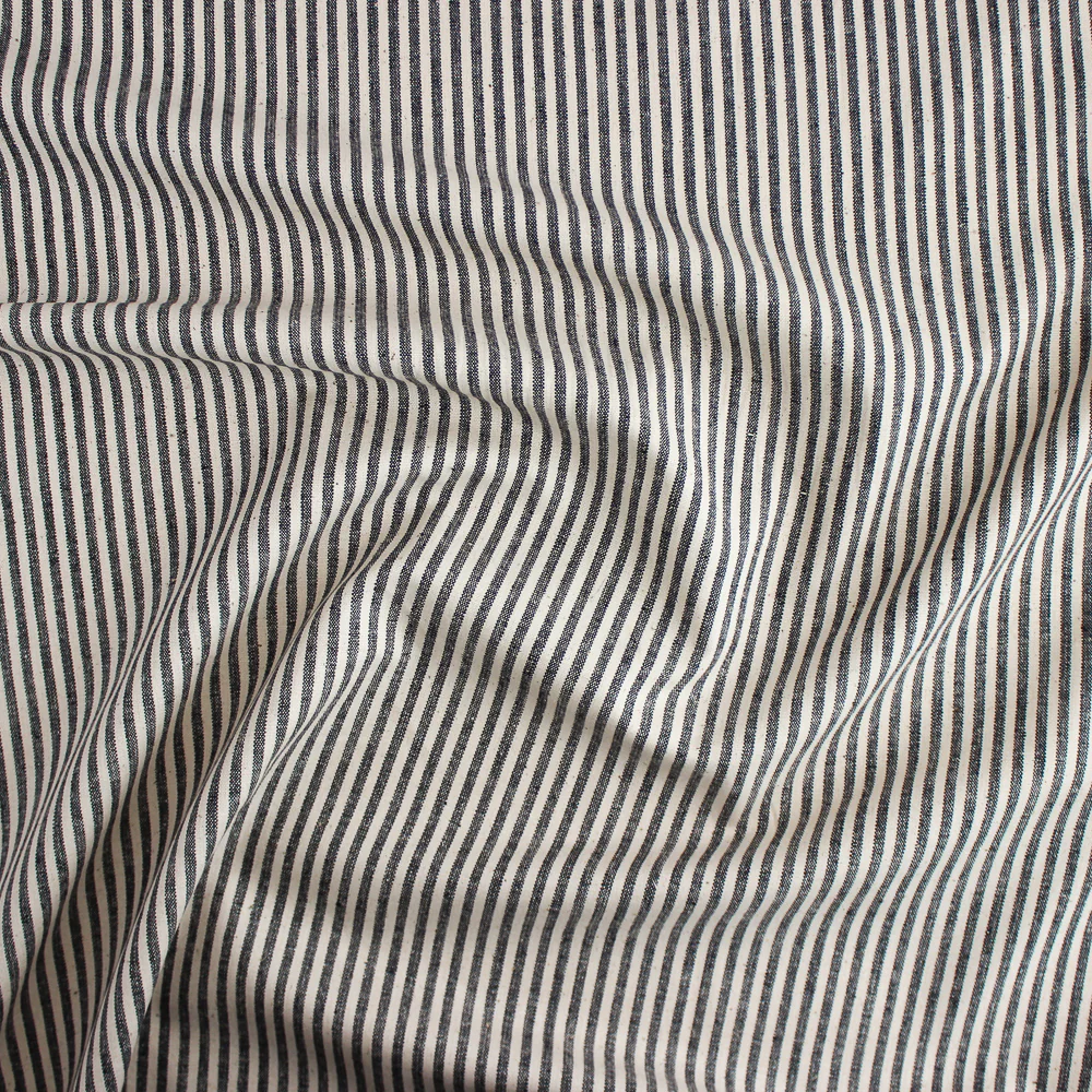 6oz Hemp & Organic Cotton Canvas Stripe - Black/Natural - Image 2