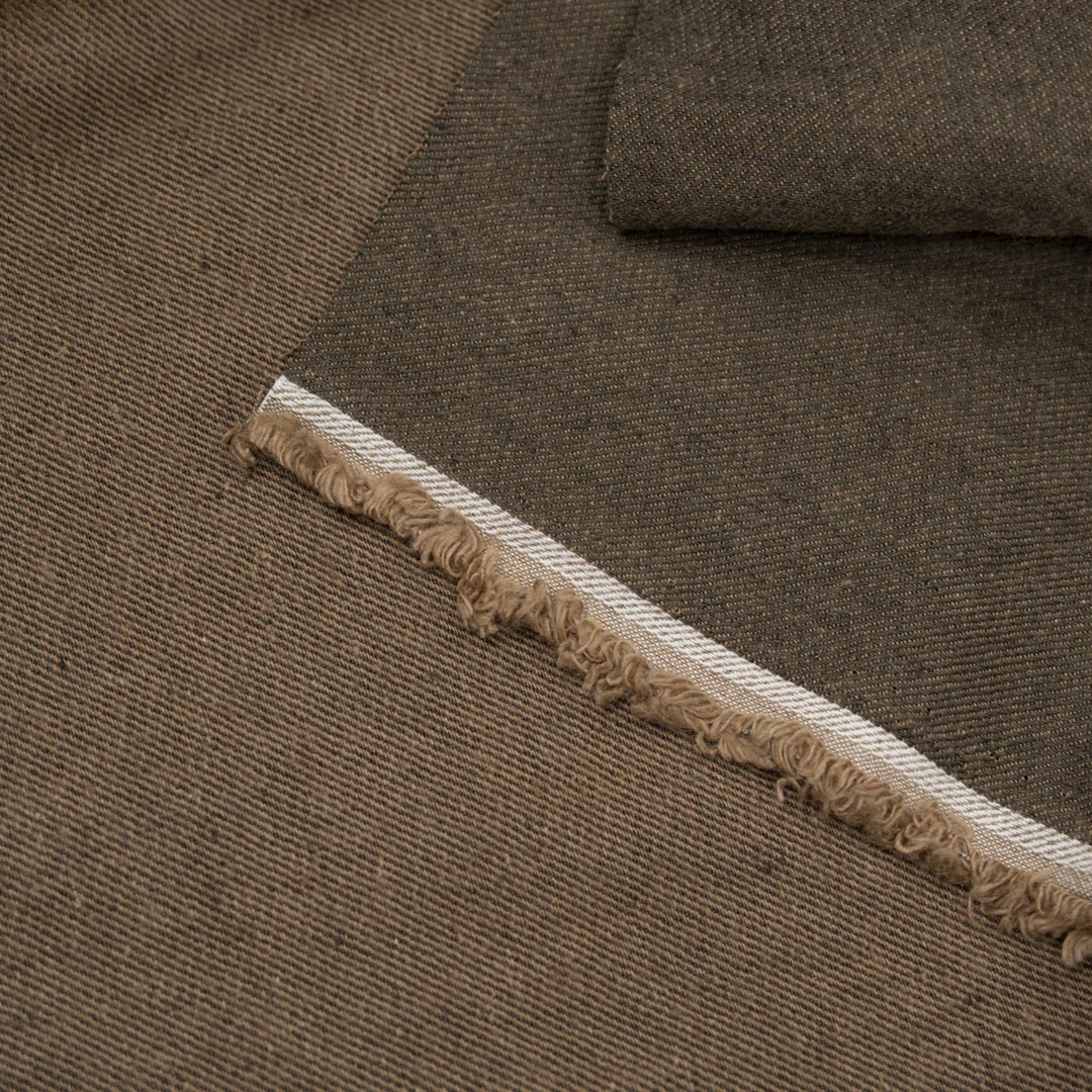 7.5oz Linen Cotton Chambray Denim - Bark - Image 3