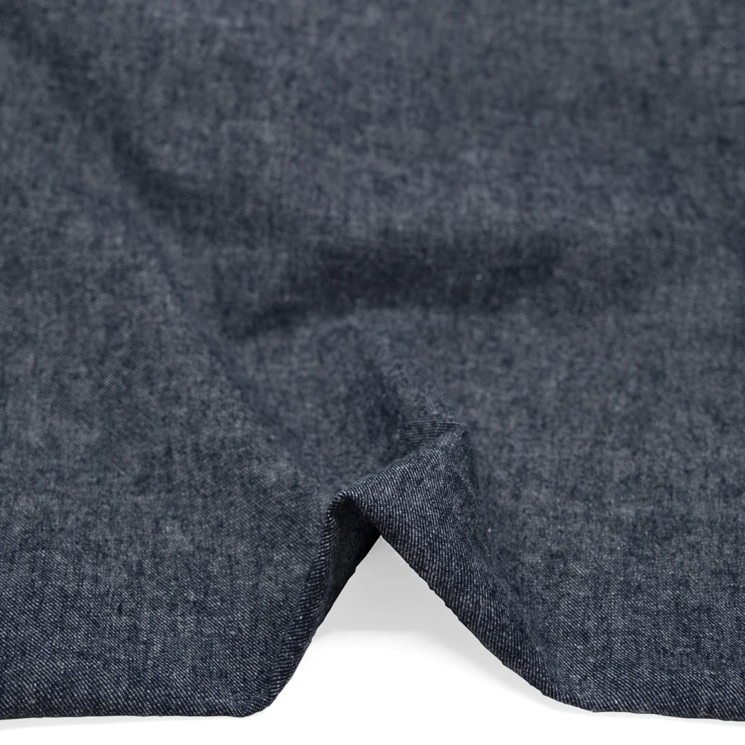 7.5oz Linen Cotton Chambray Denim - Ink - Image 3