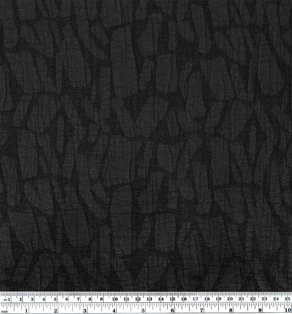 Abstract Textured Cotton Blend Jacquard - Black - Image 3