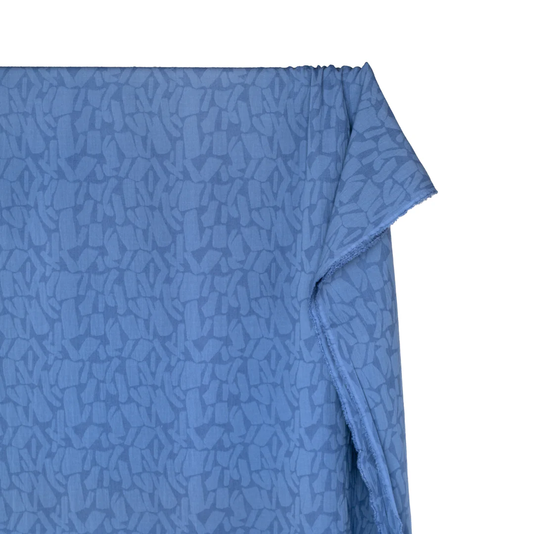Abstract Textured Cotton Blend Jacquard - Blue Pool - Image 4