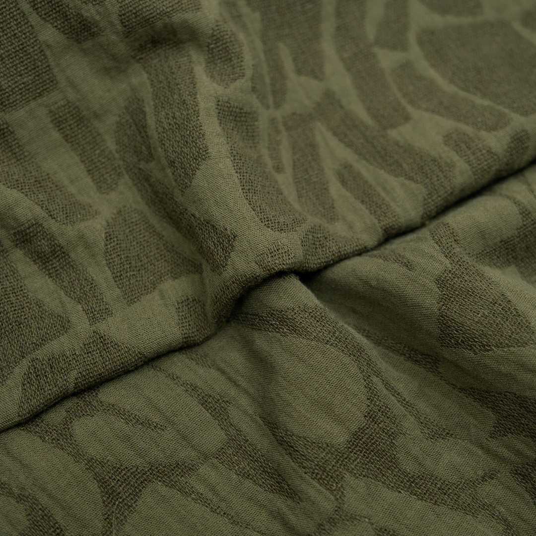 Abstract Textured Cotton Blend Jacquard - Khaki