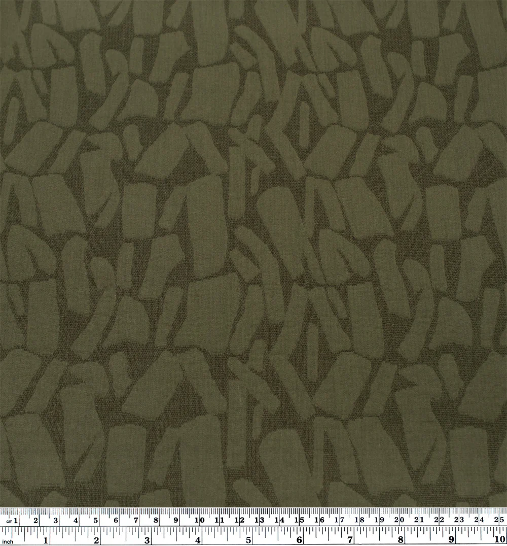 Abstract Textured Cotton Blend Jacquard - Khaki - Image 3