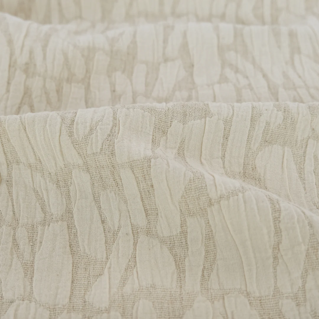 Abstract Textured Cotton Blend Jacquard - Oatmeal