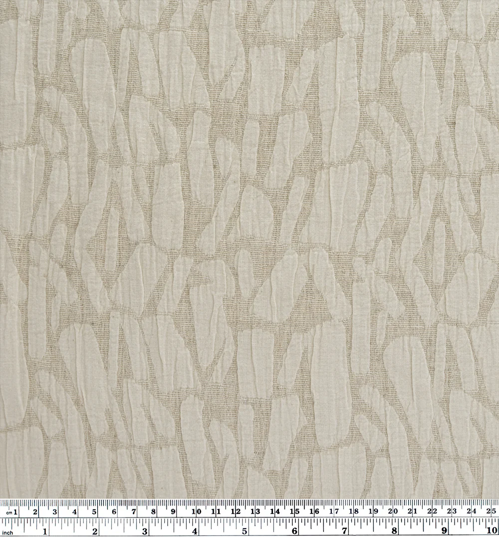 Abstract Textured Cotton Blend Jacquard - Oatmeal - Image 3