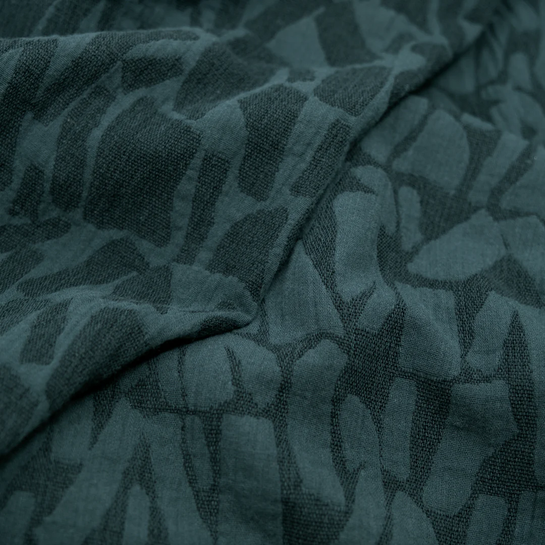 Abstract Textured Cotton Blend Jacquard - Petrol
