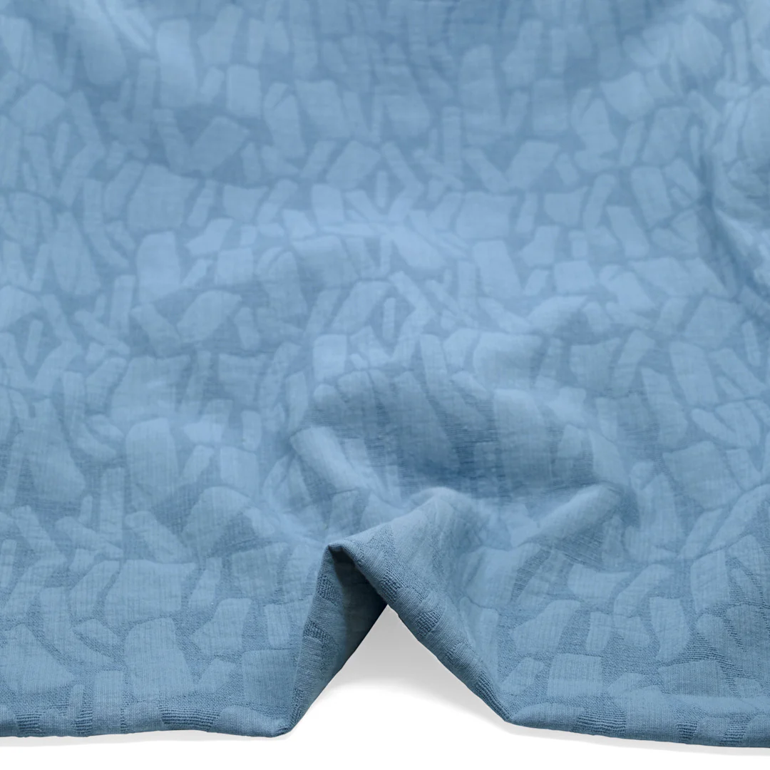 Abstract Textured Cotton Blend Jacquard - Pond - Image 2