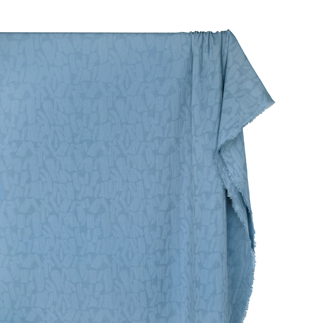 Abstract Textured Cotton Blend Jacquard - Pond - Image 3