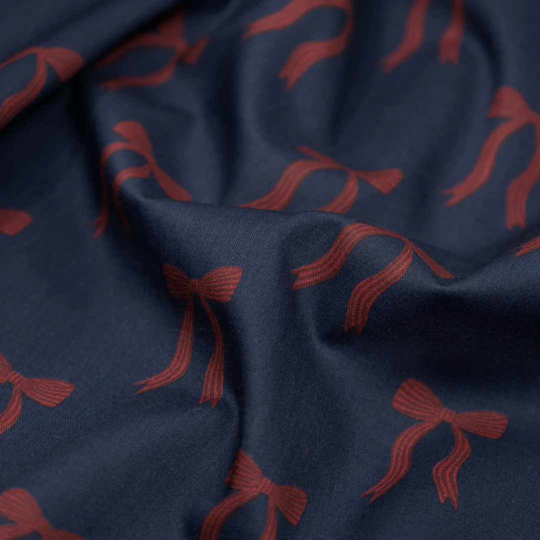 Adorn You Lightweight Cotton Lawn - Dark Denim/Cranberry - Image 3