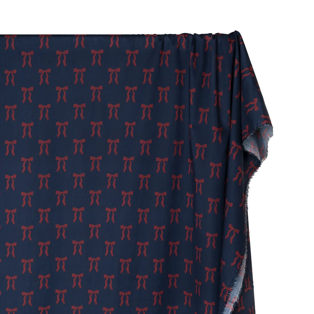 Adorn You Lightweight Cotton Lawn - Dark Denim/Cranberry - Image 4