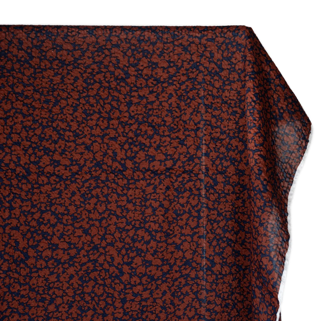 Animal Print Crinkle Cotton - Navy/Chocolate - Image 2
