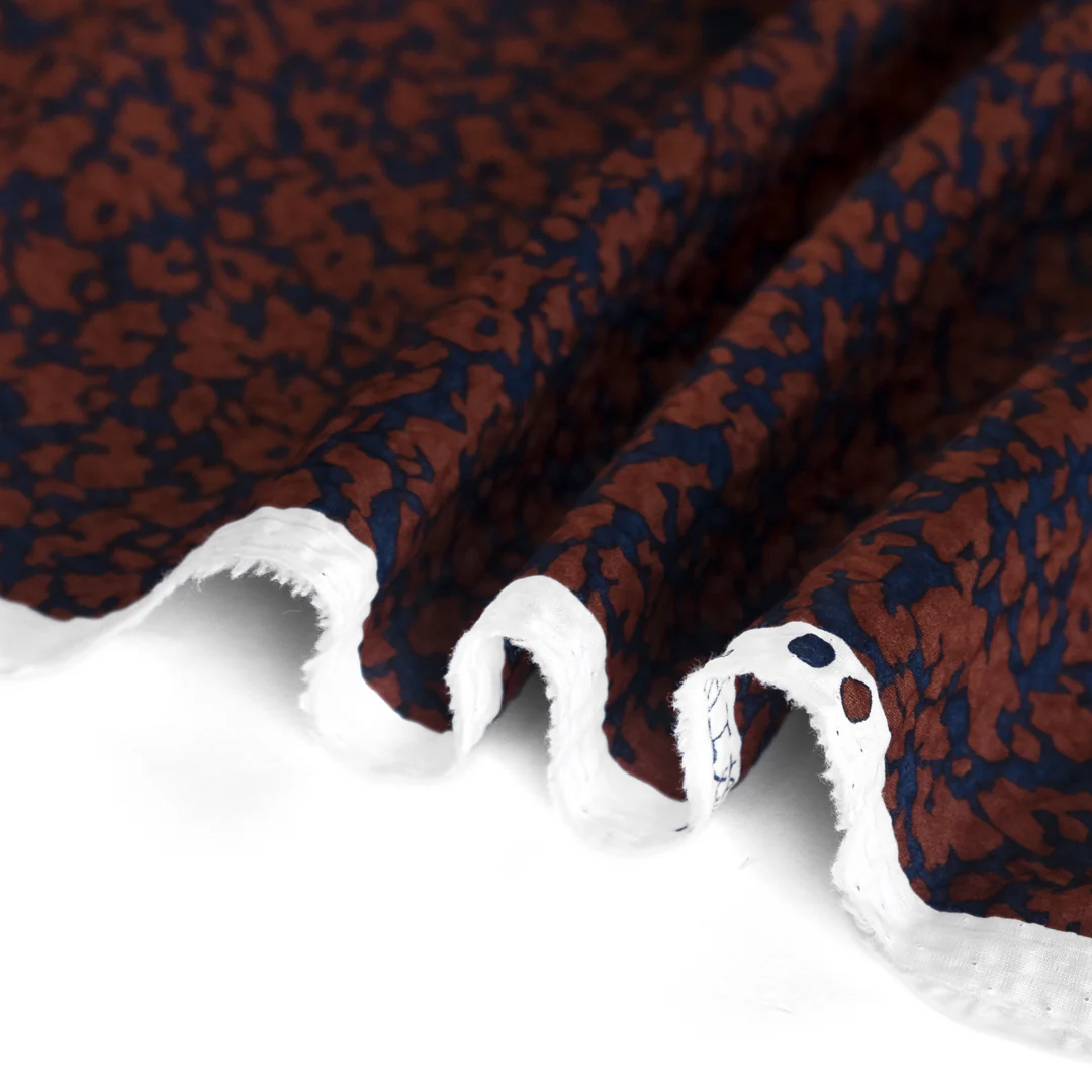 Animal Print Crinkle Cotton - Navy/Chocolate - Image 3