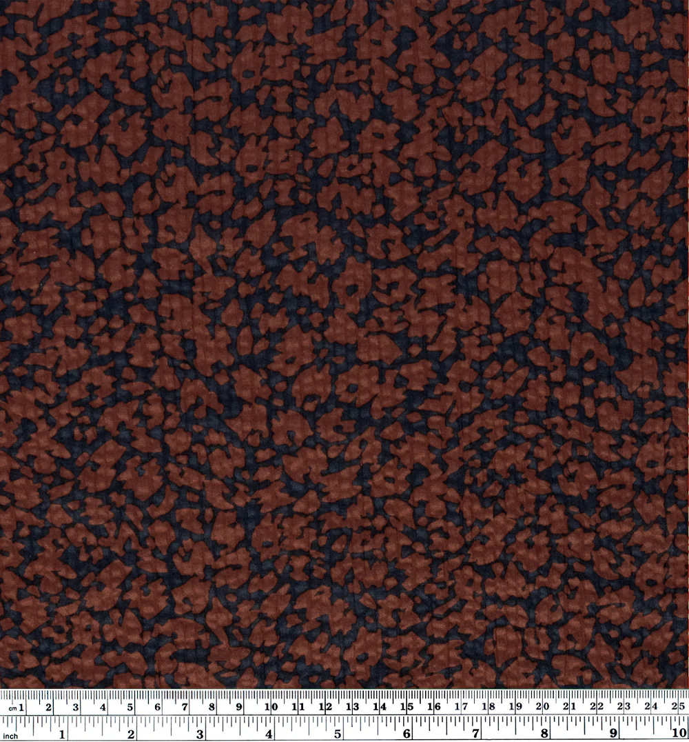 Animal Print Crinkle Cotton - Navy/Chocolate - Image 4