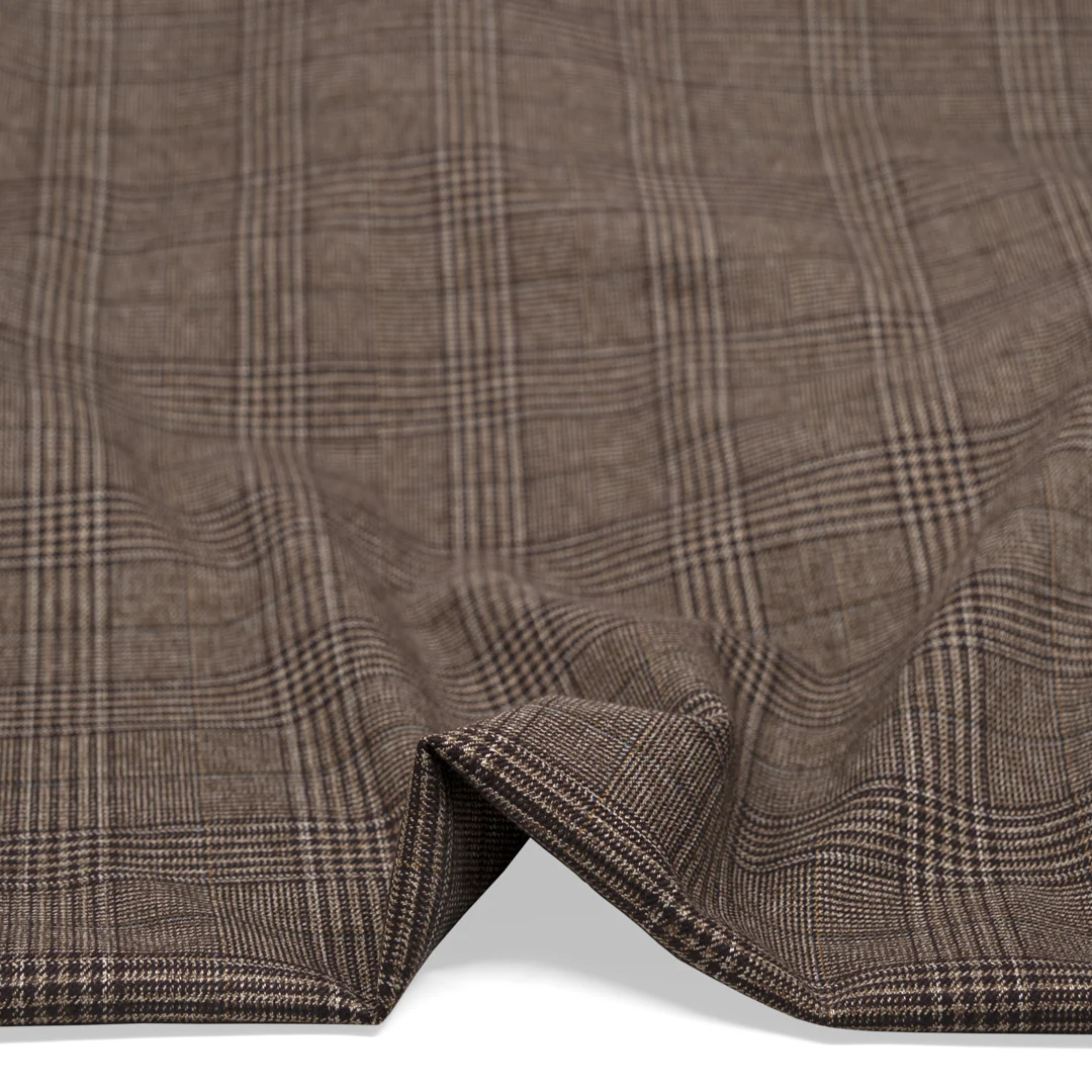 Archival Brushed Glen Plaid Suiting - Espresso/Cream/Lagoon - Image 2