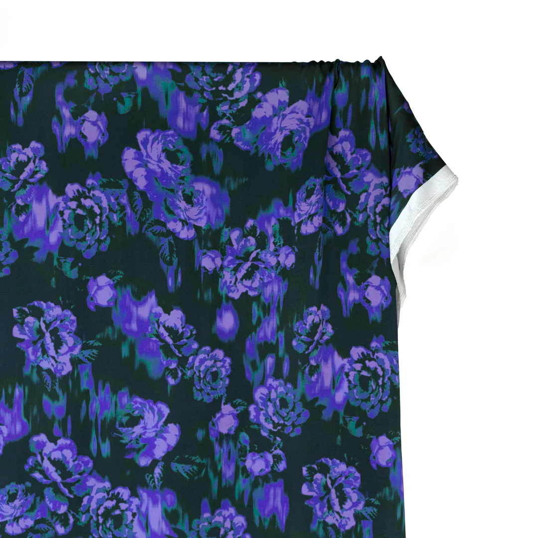 Aura Rose Viscose Satin - Azure/Midnight Blue - Image 3