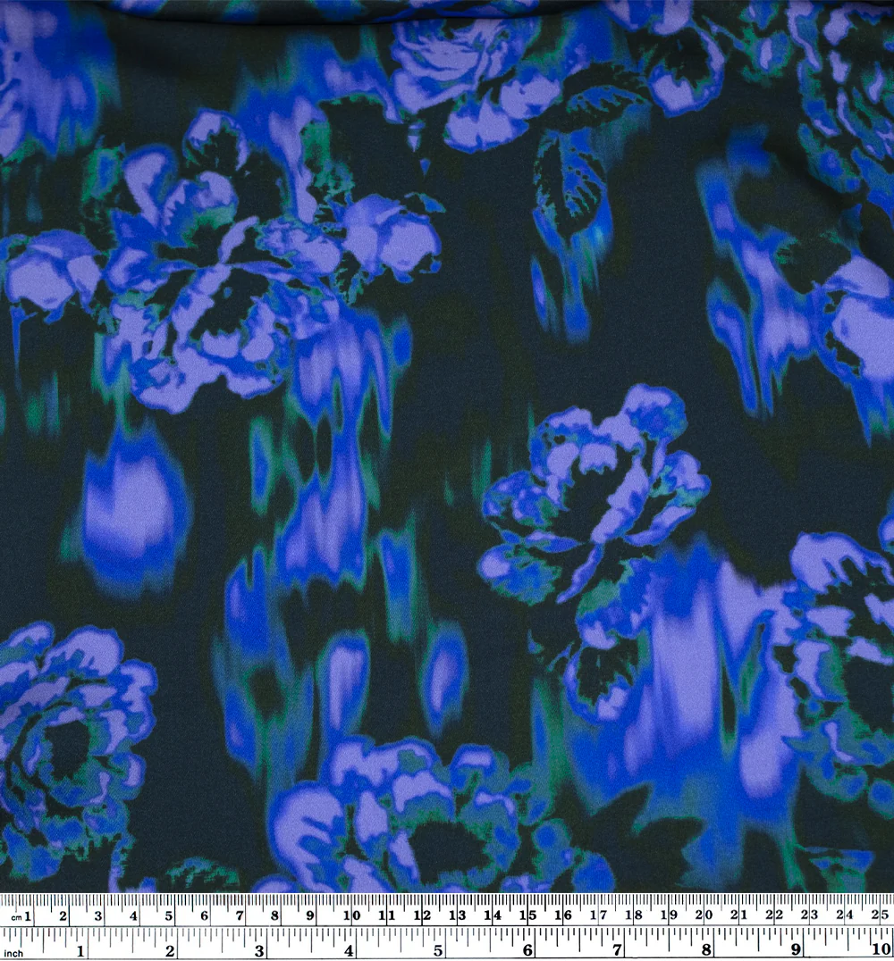 Aura Rose Viscose Satin - Azure/Midnight Blue - Image 4