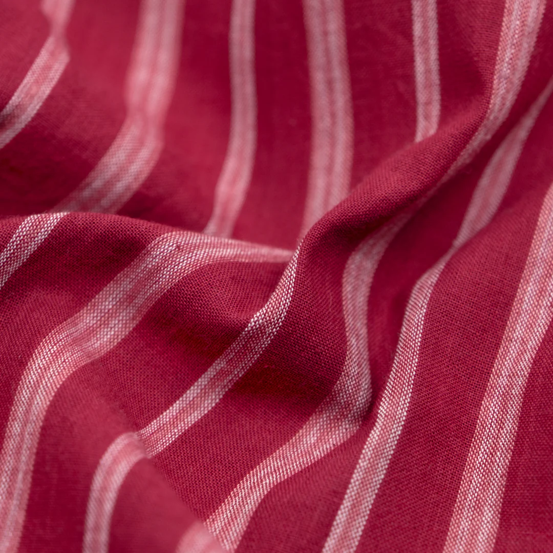 Awning Stripe Handwoven Cotton - Raspberry/White