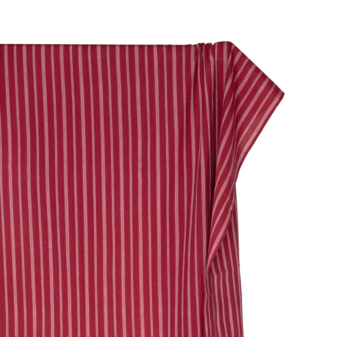 Awning Stripe Handwoven Cotton - Raspberry/White - Image 3