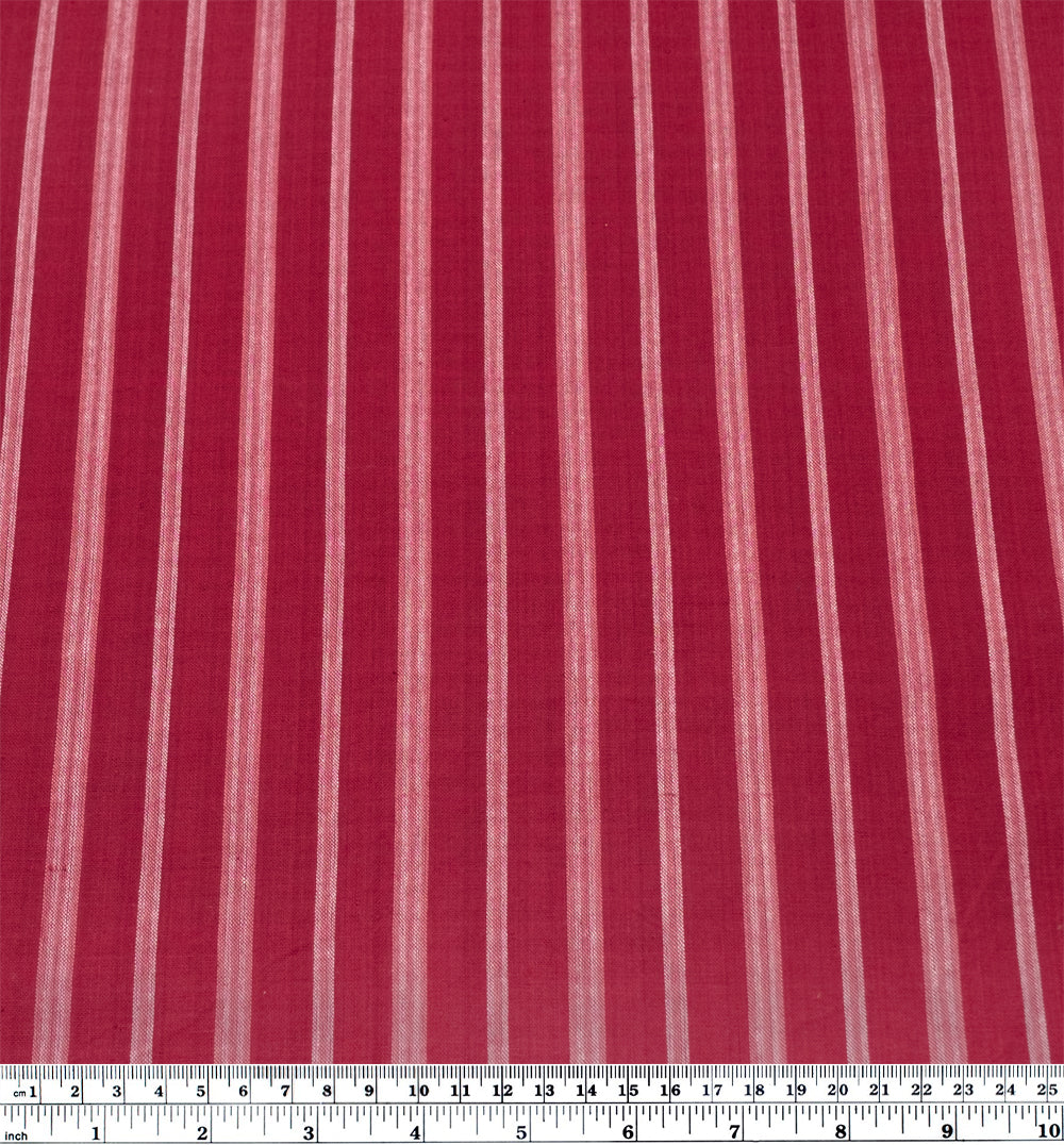 Awning Stripe Handwoven Cotton - Raspberry/White - Image 4