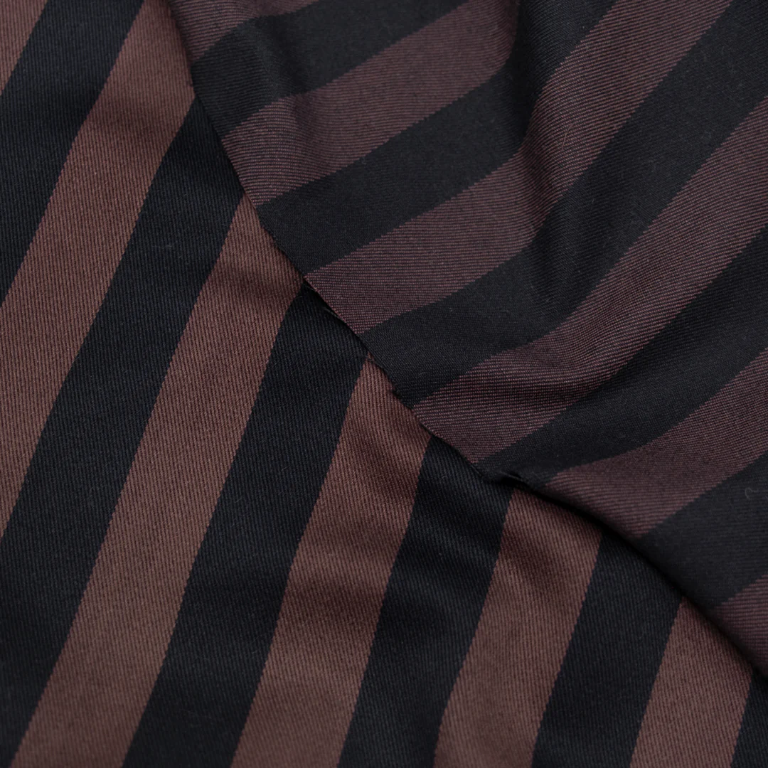 Awning Stripe Yarn Dyed Cotton Twill - Clove/Black