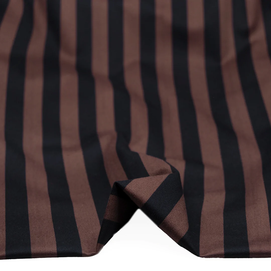 Awning Stripe Yarn Dyed Cotton Twill - Clove/Black - Image 2