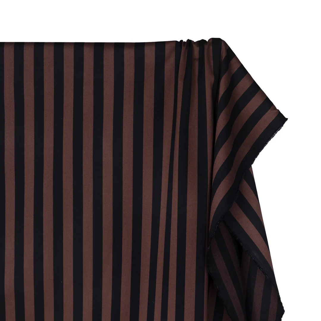 Awning Stripe Yarn Dyed Cotton Twill - Clove/Black - Image 3