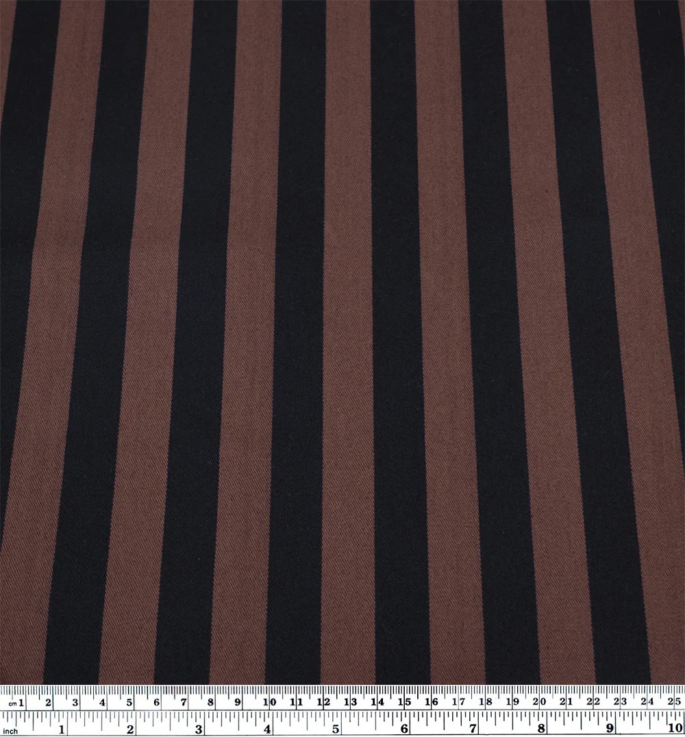 Awning Stripe Yarn Dyed Cotton Twill - Clove/Black - Image 4