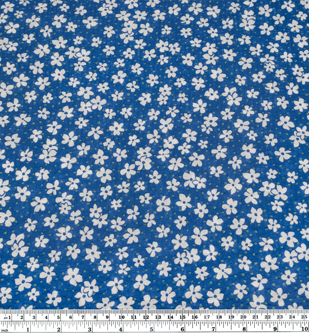 Backyard Bash Crinkle Cotton - Lapis/White - Image 4