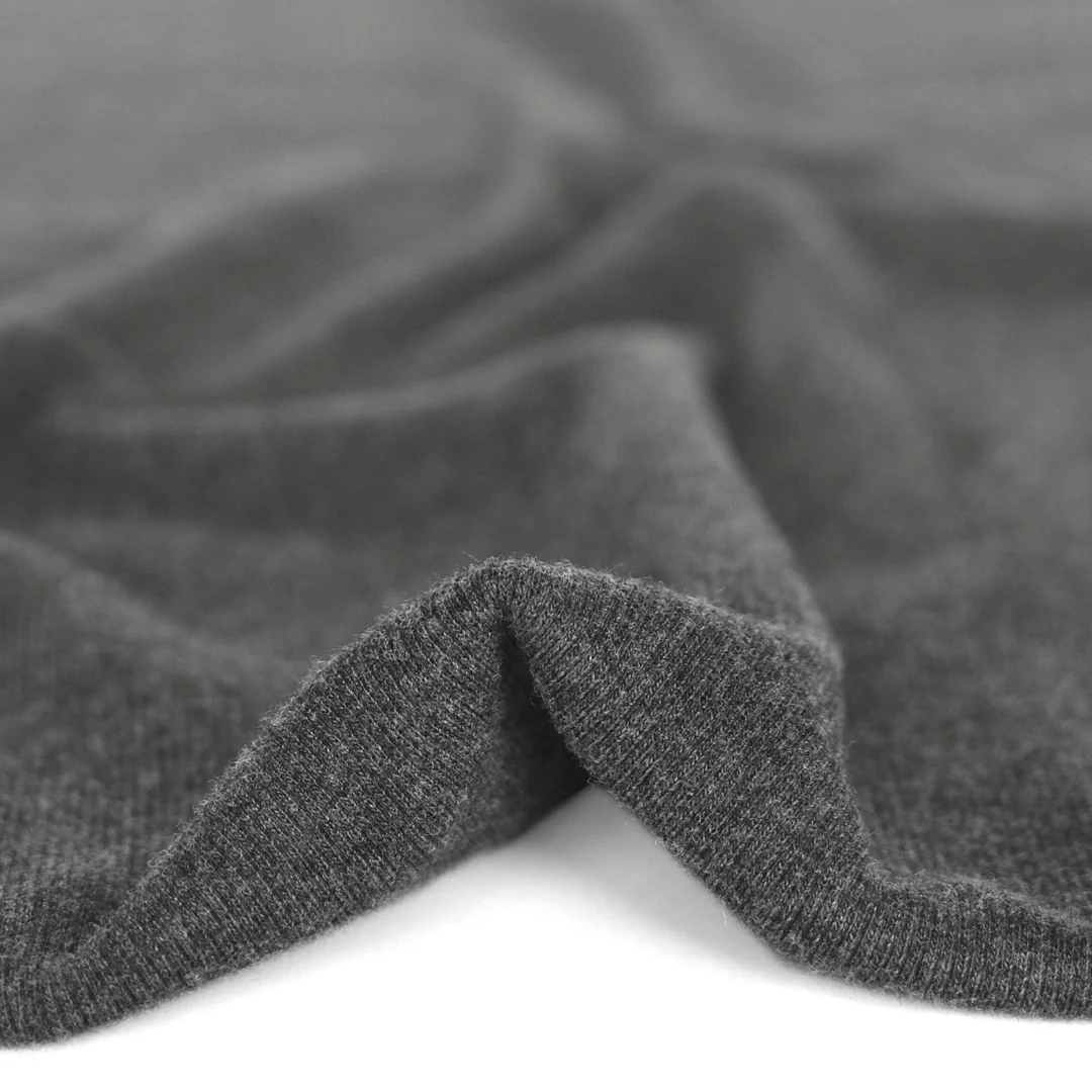 Bamboo & Cotton 2x2 Ribbing - Heather Charcoal
