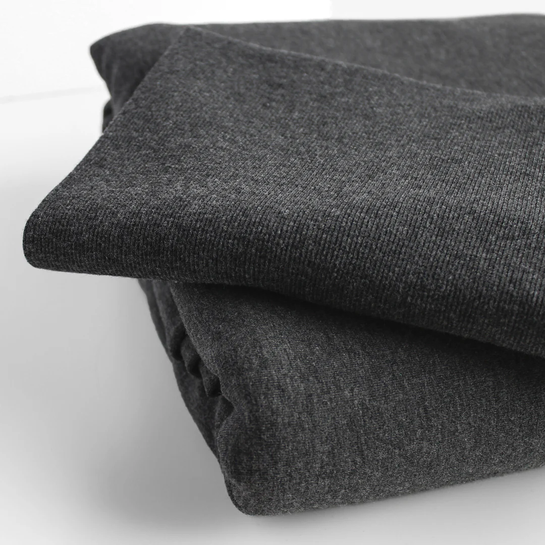 Bamboo & Cotton 2x2 Ribbing - Heather Charcoal - Image 2