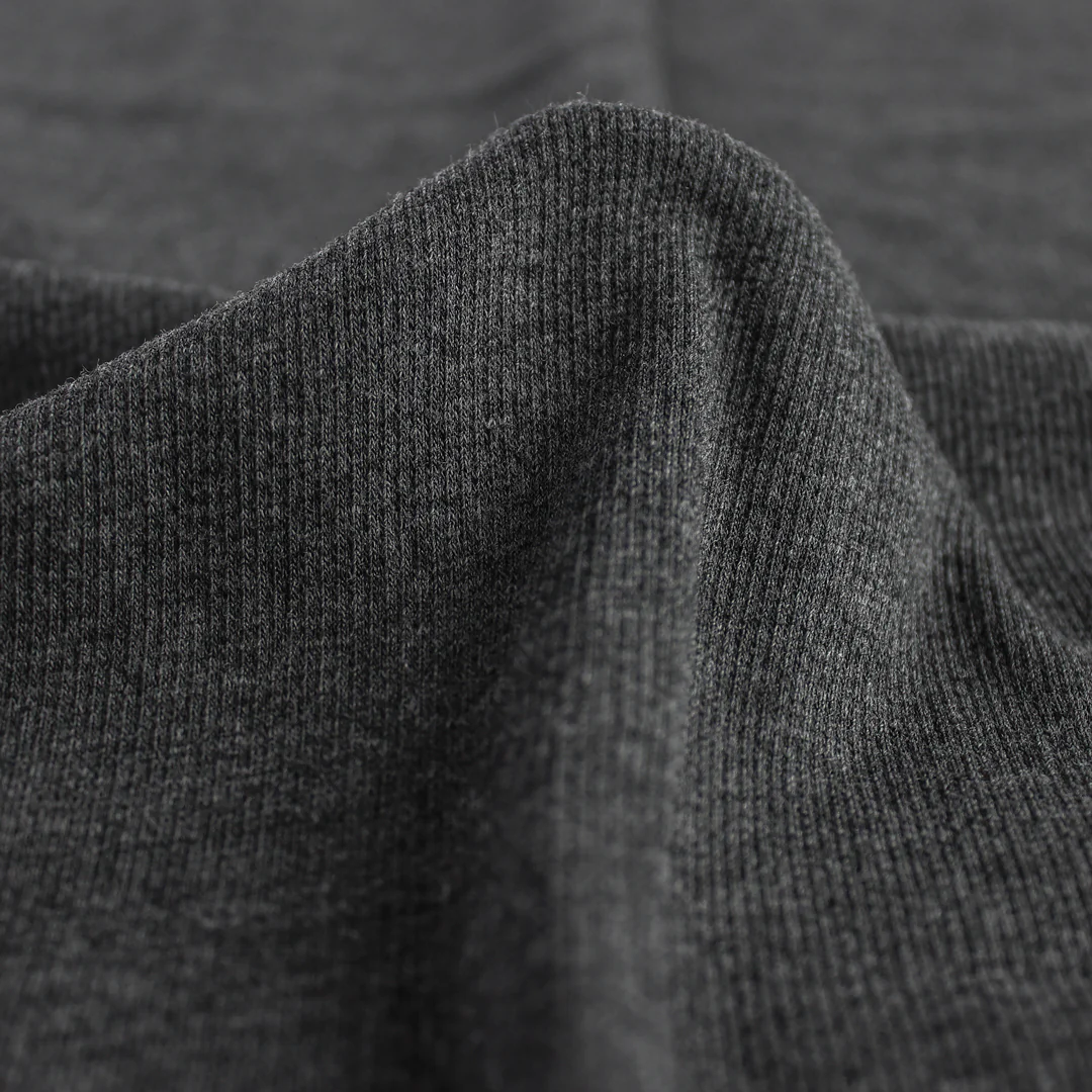 Bamboo & Cotton 2x2 Ribbing - Heather Charcoal - Image 3