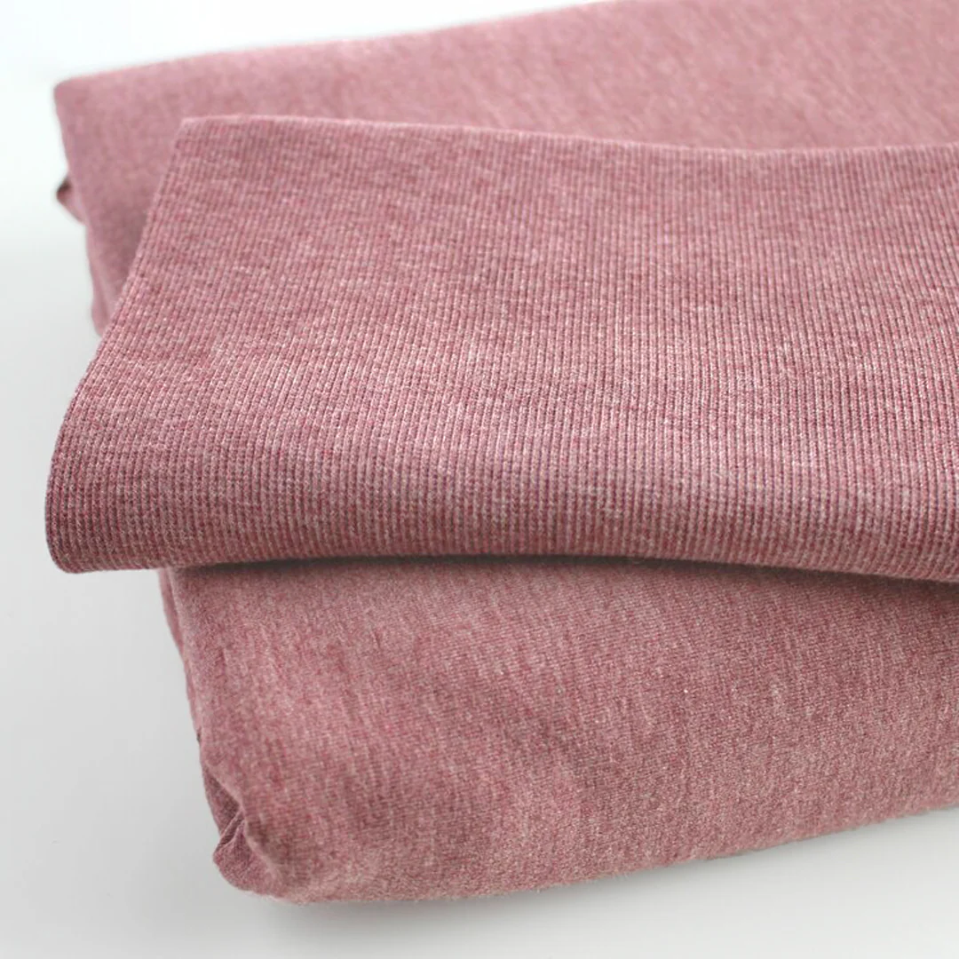 Bamboo & Cotton 2x2 Ribbing - Heather Dusty Rose - Image 2