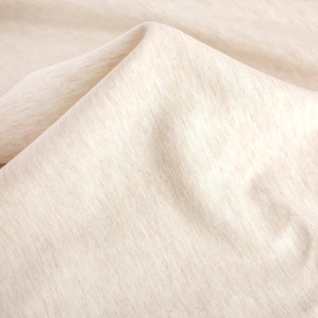 Bamboo & Cotton Stretch Fleece - Heather Almond - Image 4
