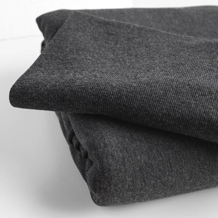 Bamboo & Cotton Stretch Fleece - Heather Charcoal - Image 3