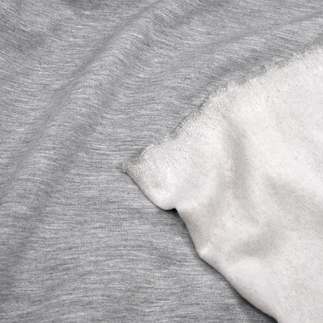 Bamboo & Cotton Stretch Fleece - Light Heather Grey - Image 2
