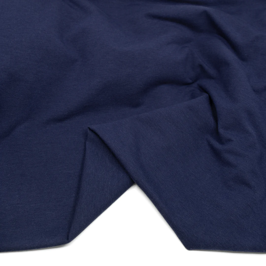 Bamboo & Cotton Stretch Fleece - Midnight Blue