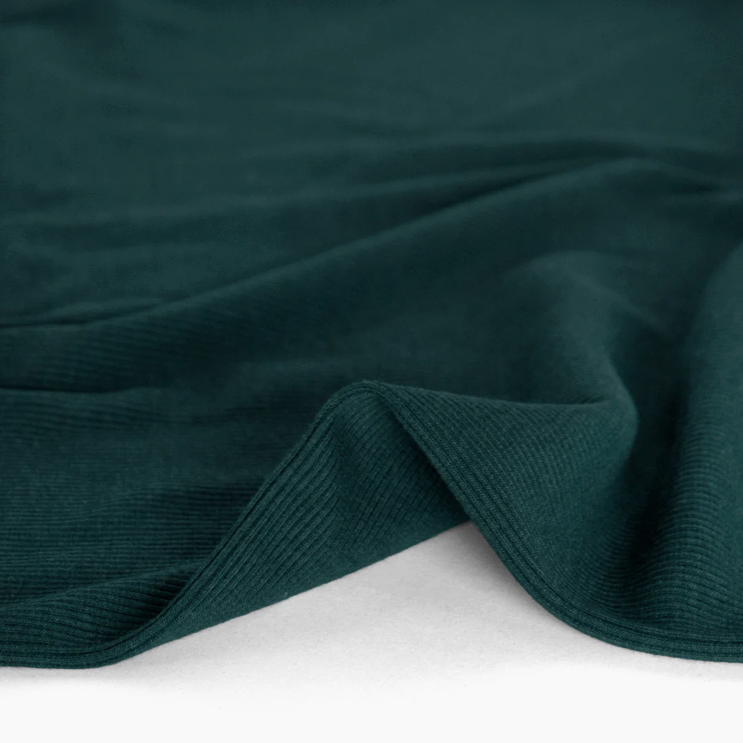 Bamboo & Cotton Sweatshirt Ribbing - Peacock