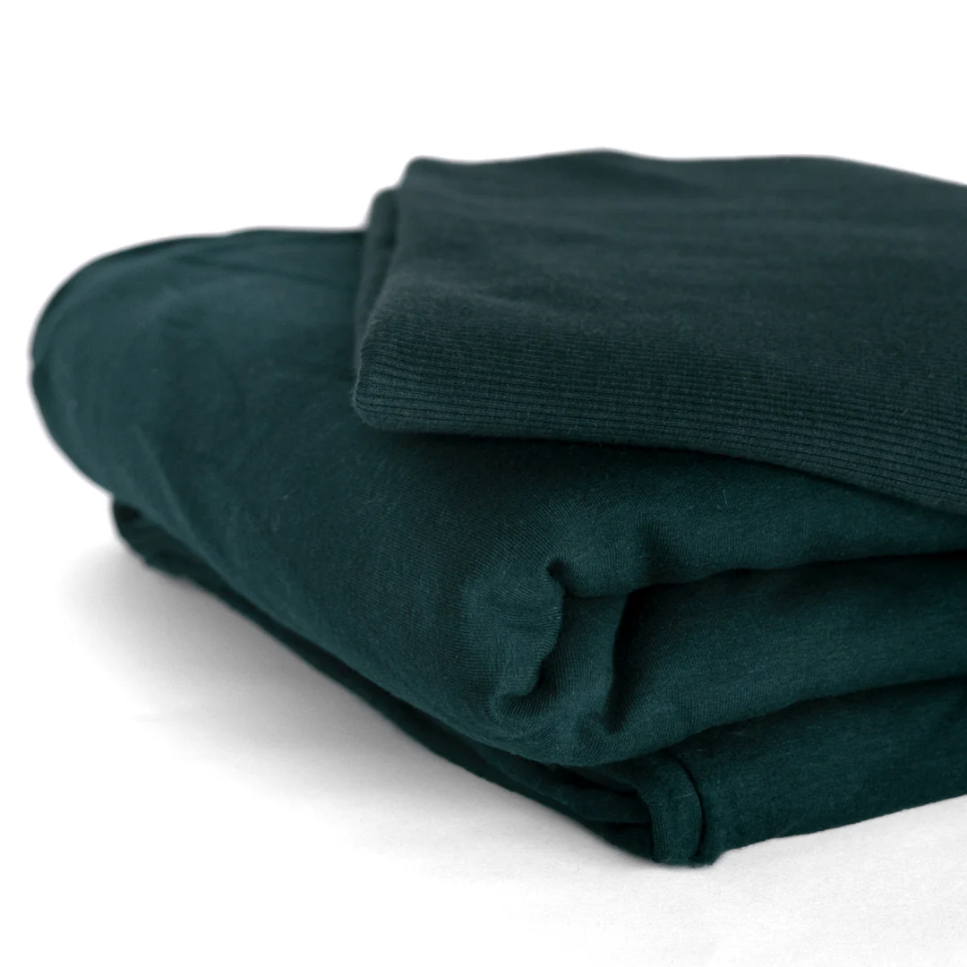 Bamboo & Cotton Sweatshirt Ribbing - Peacock - Image 2