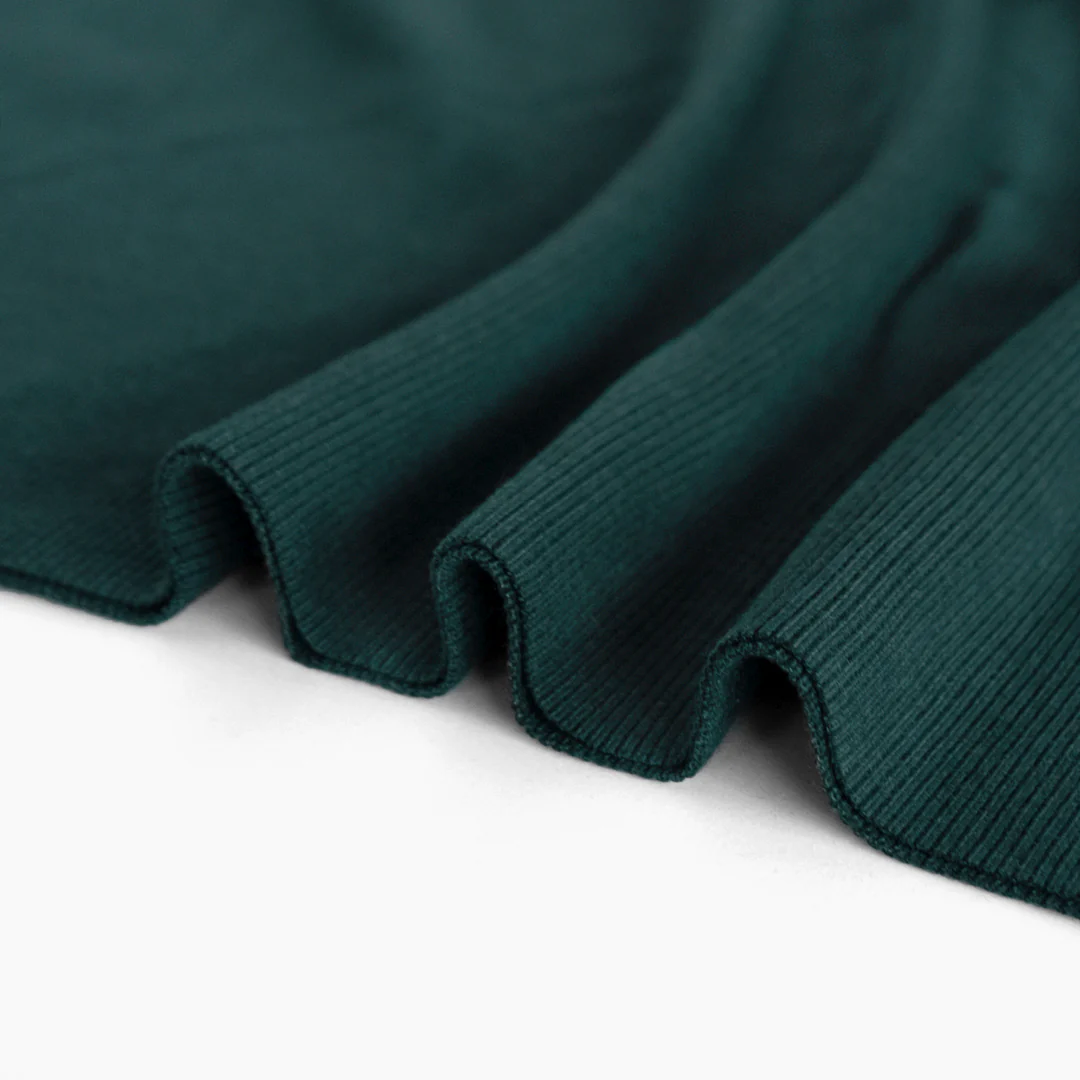Bamboo & Cotton Sweatshirt Ribbing - Peacock - Image 3