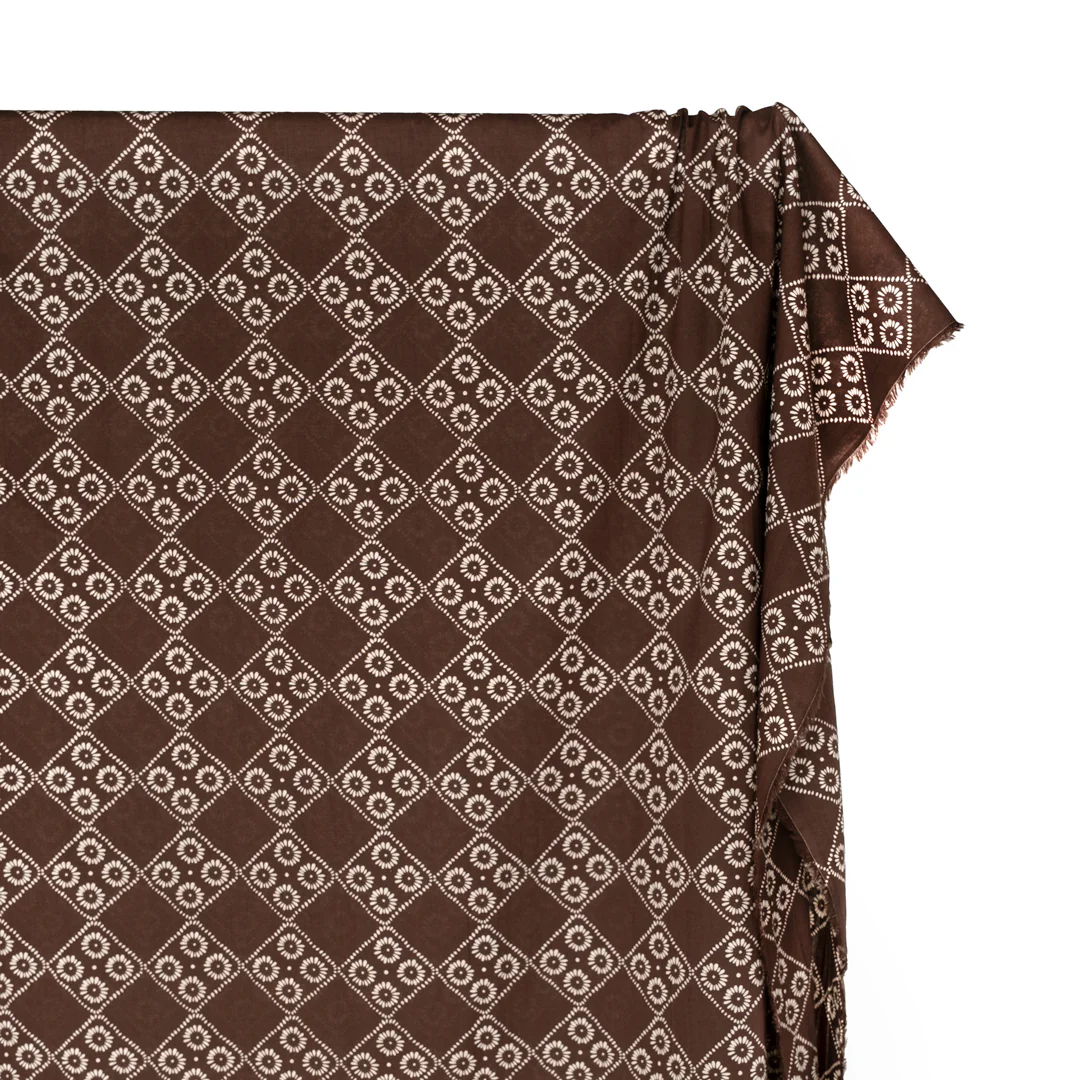 Bandana Block Printed Organic Cotton Batiste - Brownie/Cream - Image 3