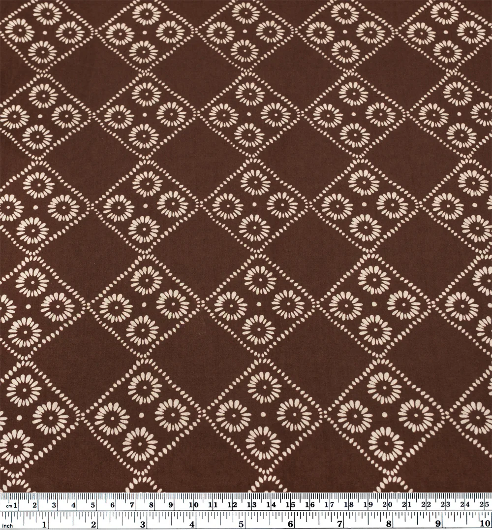 Bandana Block Printed Organic Cotton Batiste - Brownie/Cream - Image 4