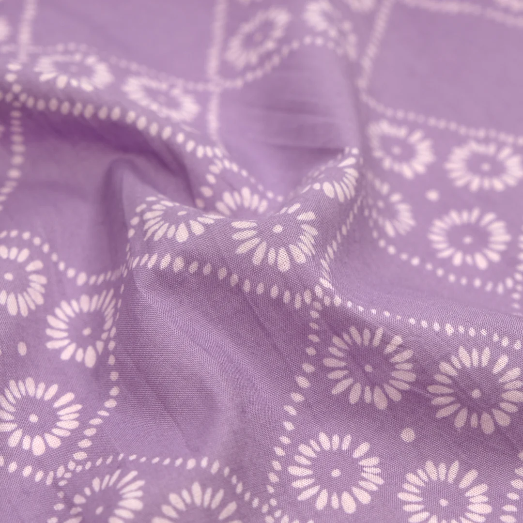 Bandana Block Printed Organic Cotton Batiste - Lilac/Pale Pink