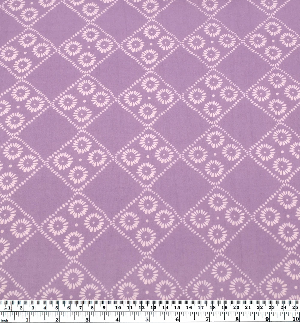 Bandana Block Printed Organic Cotton Batiste - Lilac/Pale Pink - Image 4