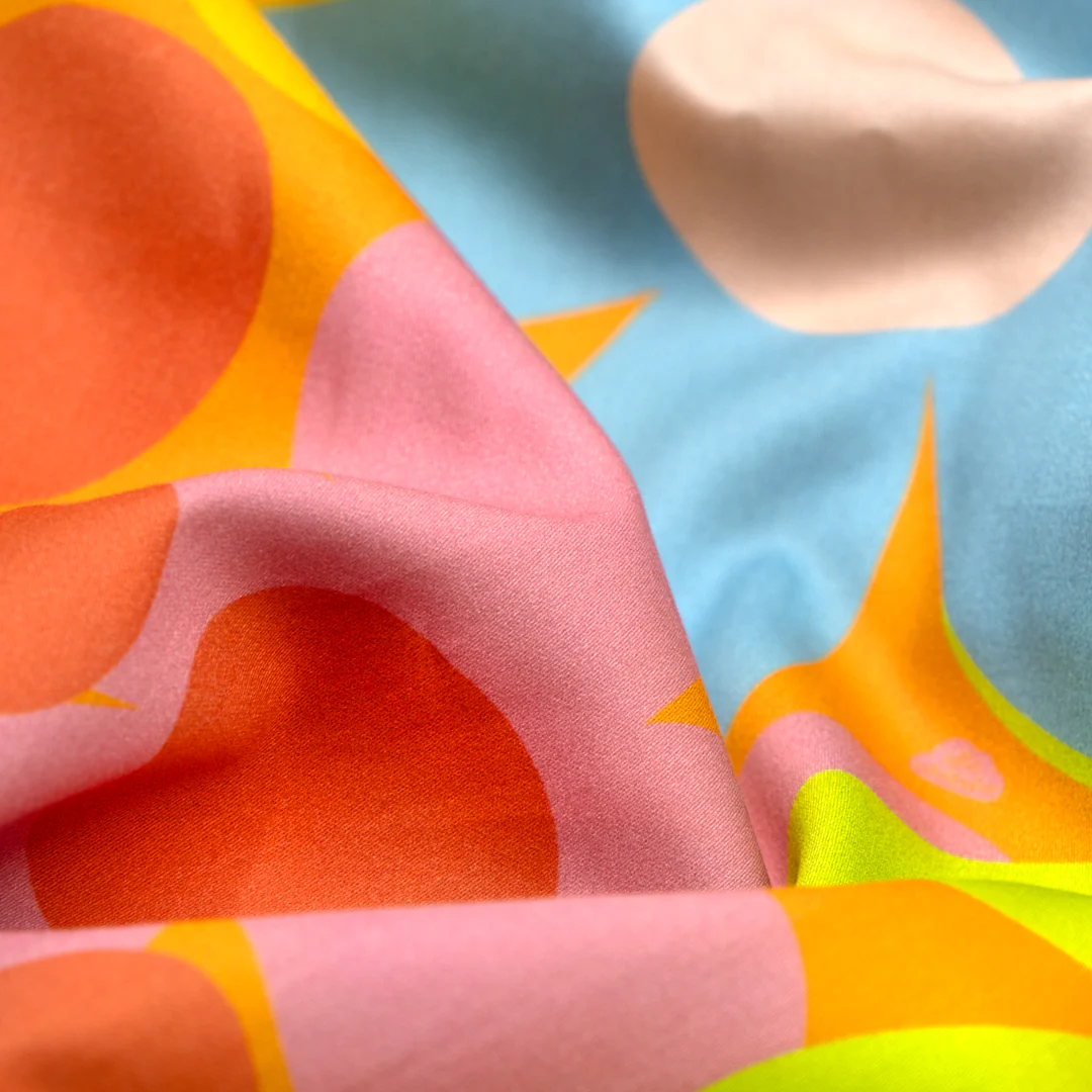 Betty Organic Cotton Sateen - Turmeric/Carnation/Limeade - Image 3