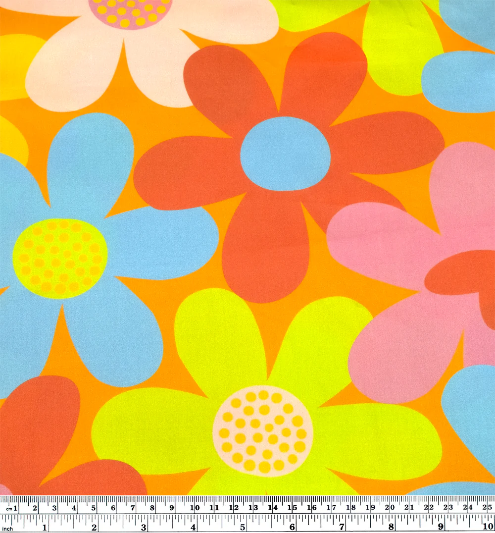 Betty Organic Cotton Sateen - Turmeric/Carnation/Limeade - Image 4